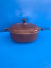 Le Creuset Cocotte EN Fonte OVALE Vintage ENZO MARI N°25 MARRON