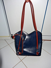 Sac en Cuir bleu marine marron