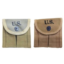 WW2 US Army 1943 M1 Carabine Double Butt Stock Pouch-Combo Kaki & OD Green