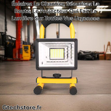 Lampe De Travail Portable Avec Support, Rechargeable, Éclairage LED Puissant 60W