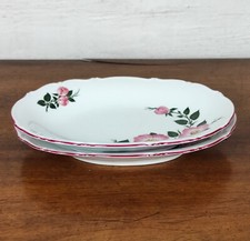 Lot de deux plat en céramique blanc décor floral rose et vert déco de table sign