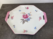 Ancien Plat A Gâteau Service Porcelaine Limoges Octogonal Fleur Deco Table 