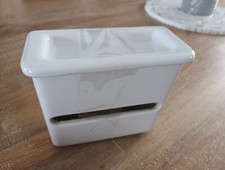 Ancien cendrier et distributeur papier WC mural blanc en céramique art deco