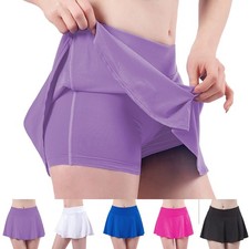 Culottes de Yoga Élastiques Jupe de Tennis Femme Fitness Training Jupe avec Sho