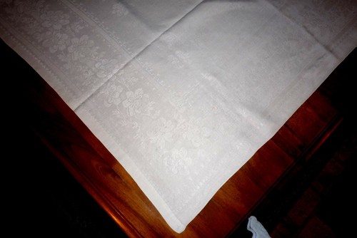 Ancienne nappe damassé lin - , et