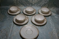 service à café, set de 5 tasses et sous tasses en porcelaine de Limoges