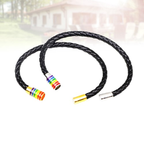 2pcs bracelet cuir tricoté - 2pcs, en