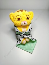 Peluche/Doudou Plat Couverture Simba Le Roi Lion Jaune Vert Blanc Feuille Disney