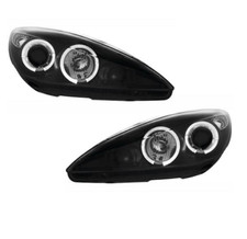 2 FEUX PHARE AVANT ANGEL EYES NOIR POUR PEUGEOT 307 PHASE 1 DE 2001 A 06/2005