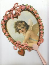  Objet de collection éventail chérubin papier en relief 