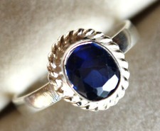 Saphir Bleu de Ceylan de 3,35 ct - Bague Argent 925 - Certificat AGI