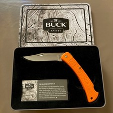 Rare BUCK 110 Orange TOPO Design, Limited Edition in Collector's tin + Sheath