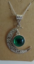 Collier Lune Avec émeraude Sur Chaine En argent sterling 