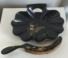 Ramasse Miettes en carton bouilli décor oiseaux paon d’époque Napoléon III