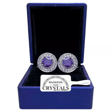 Gemelli À Bouton Chemise Homme Femme Avec Cristaux Zirconium Cérémonie Violet