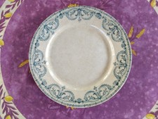 Plat Rond Plat Terre de Fer Au Planteur de Caïffa Modèle Guirlande Bleu M12 26cm