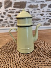 Ancienne Cafetière à Café en Tôle Emaillée Jaune Hauteur 25 Cm