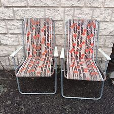 Chaises Pliantes De Camping, Rétro Vintage, Fleurs Oranges, Marron