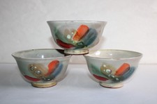 3 bols en céramique terre cuite vernissée, signé AF, diamètre 12.3 cm