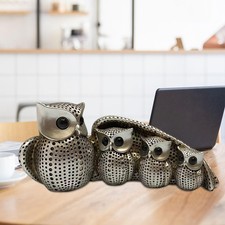 Statues de hibou en résine Figurines de collection Famille de quatre figurines