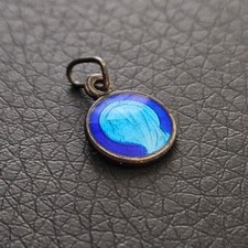 Petite médaille émaillée bi-teintes vierge Marie circulaire religion