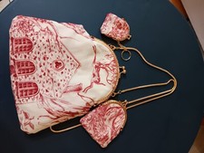sac à main toile de jouy très solide 24*23cm fait main neuf