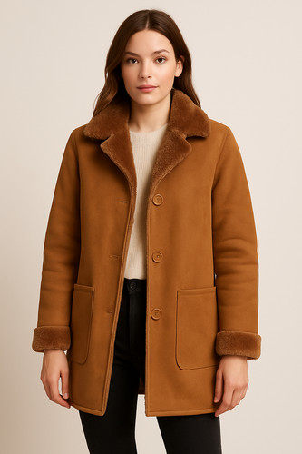 Manteau long marron - , doublé