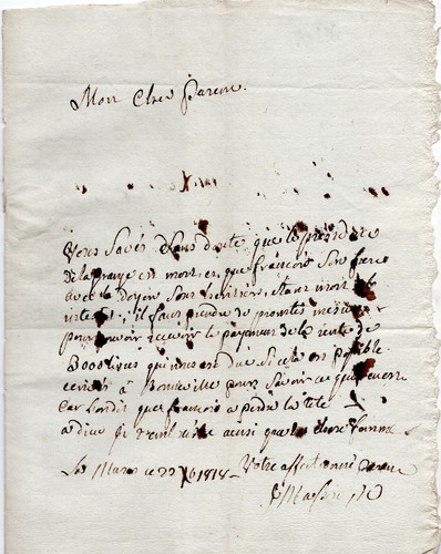 1818 lettre manuscrite avec - lettre,