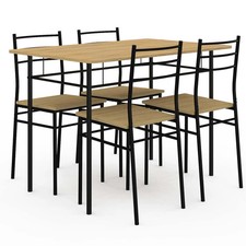 Ensemble table ANGIE 4 personnes + 4 chaises bois et métal noir