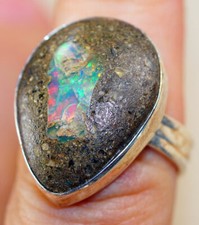 Bague  -  Natural Fire Opale Pierre Précieuse 925 Argent Massif Taille  58