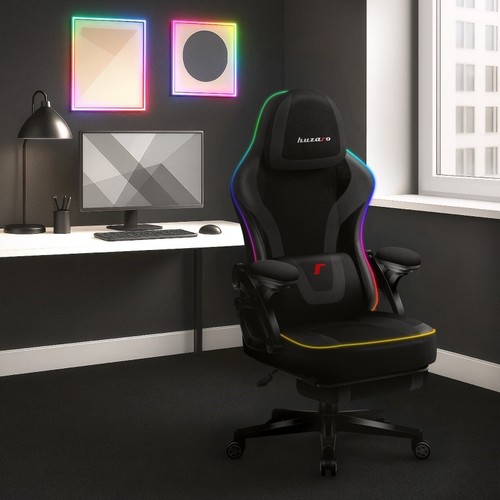Rgb black mesh gaming chair - black,