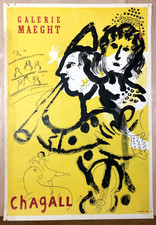 Affiche Chagall Le clown musicien 1957 Galerie Maeght Mourlot