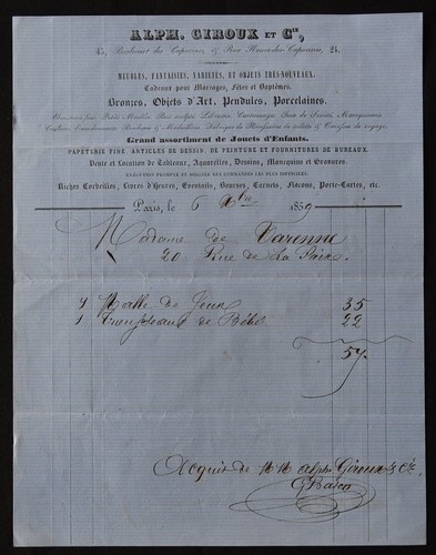 Facture paris 1859 - facture,