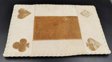 ANCIEN TAPIS DE JEU DE CARTES EN PEAU