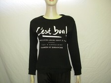 BERSHKA Pull / Sweat noir "C'est bon!" XS VFP013