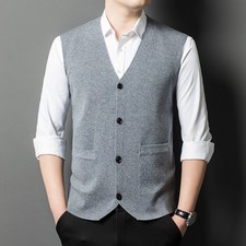 Gilet En Cachemire Tricoté Pour Hommes Débardeur Pull Sweat Retro Basique