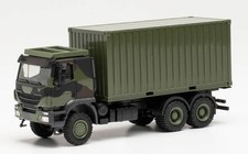 HERPA, IVECO Trakker 6x6 porteur avec container 20 Pieds  Camouflage, échelle...