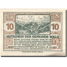 [#275611] Billet, Autriche, forêt dans le Pinzgau, 10 Heller, 1920, TTB + farine:FS 