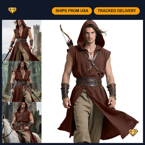 Medieval sleeveless hooded - medieval,