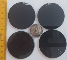 4 VERRES Ø  5CM PLATS RONDS EN VERRE VERT FONCÉ POUR LUNETTES