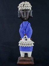Art Africain Contemporain Déco Ethnique Tribale Poupée Namji sur Socle - 34 Cms