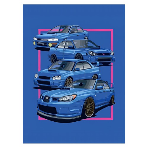 Affiche rétro voitures - voitures, bleues