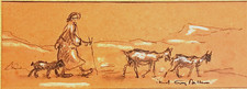 Ancien DESSIN original  crayon rehaussé " La chevrière " du sculpteur ARY BITTER