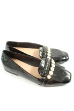 ZARA Ballerines en cuir verni Dames Ballerines T EU 38 noir élégant