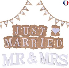 3pcs Décoration Mariage Champetre Kit de Guirlande Fanion Mariage avec 