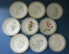 9 assiettes a desert  ROVINA Epinal  faïence fine hand painted desert plates