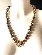 Collier Monet Perles Metal Dore Jewelry necklace bijoux ancien vintage Pendentif
