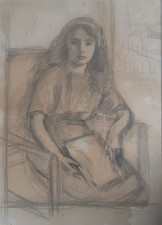 Dessin original (portrait de jeune fille), 1920 de Berthold Mahn (1881-1975)