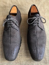 Chaussures derby homme PRADA en cuir d’autruche daim marron taille UK 6 ||...