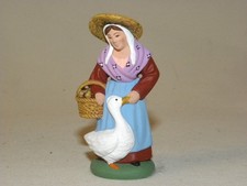 VINTAGE ANCIEN SANTON DE PROVENCE TERRE CUITE ESCOFFIER 7 CM FEMME A L OIE